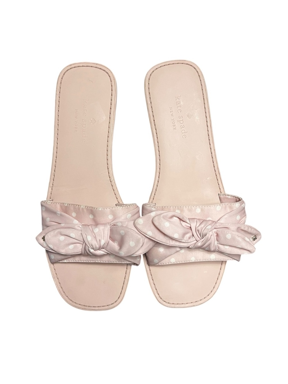 🌻Kate Spade Bernadette Slide Sandals Polka Dot Bow Flat Slides Women's Size 9.5